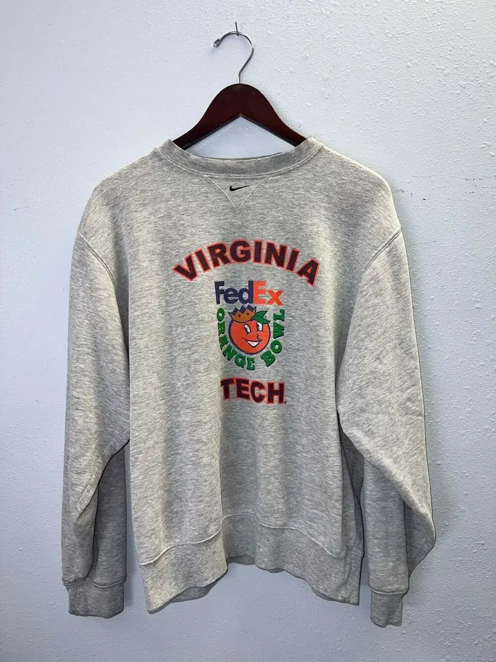 Vintage Nike Virginia Tech Orange Bowl Gray Crewneck Sweatshirt Small 0209